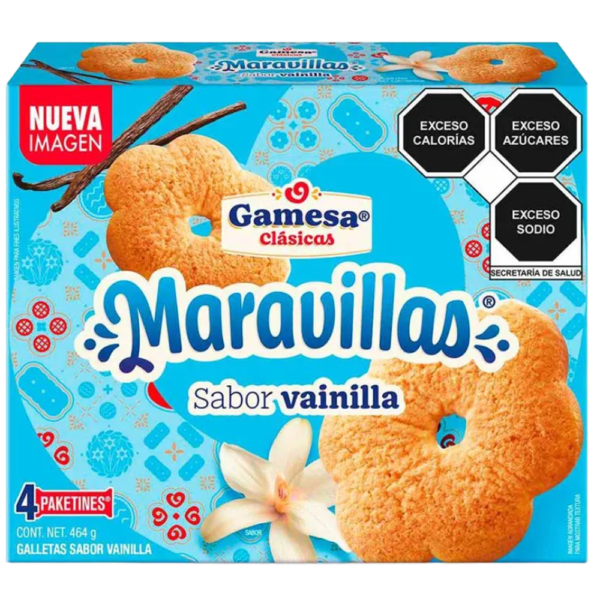 GAMESA MARAVILLAS SABOR VAINILLA 4 PAKETINES 464G