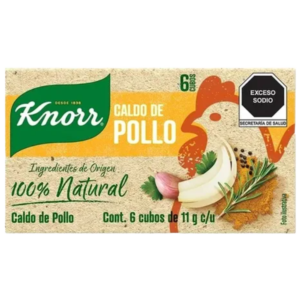KNORR CALDO DE POLLO NATURAL 6 CUBOS DE 11G