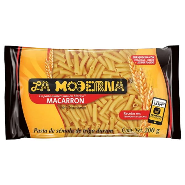 LA MODERNA MACARRON PASTA DE SEMOLA 200G LA MODERNA MACARRON PASTA DE SEMOLA 200G