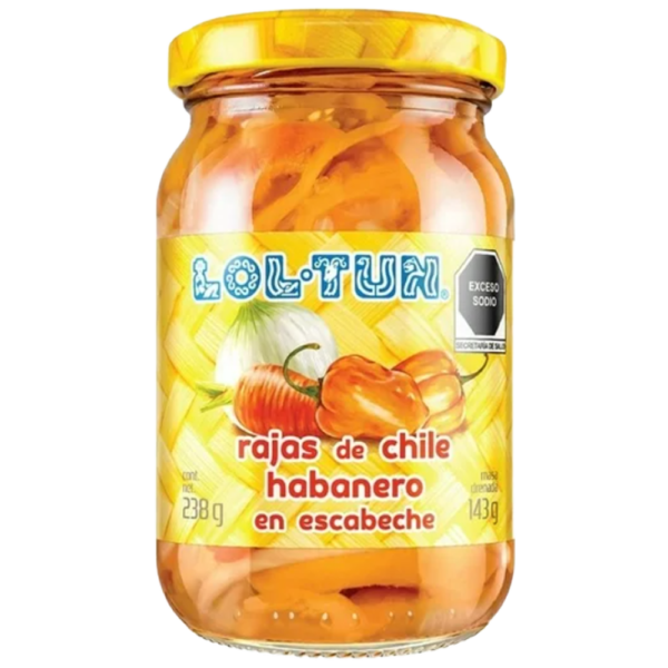 LOLTUN RAJAS DE CHILE HABANERO EN ESCABECHE 238G