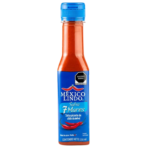 MEXICO LINDO SALSA 7 MARES SALSA PICANTE DE CHILE DE ARBOL 150ML