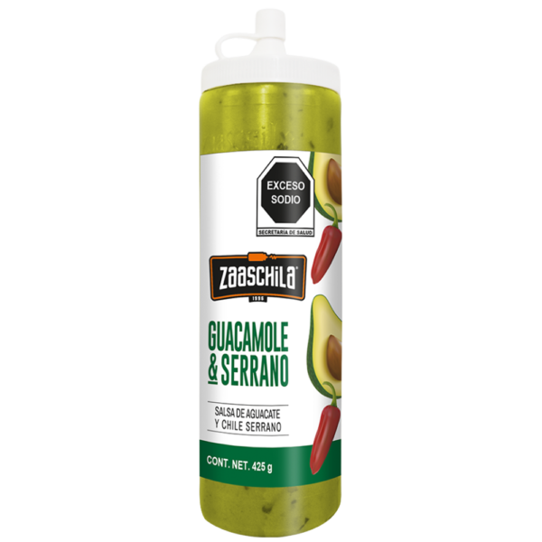 ZAASCHILA GUACAMOLE & SERRANO SALSA DE AGUACATE Y CHILE SERRANO 425G
