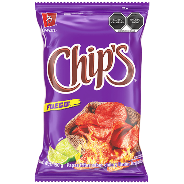 BARCEL CHIPS FUEGO PAPAS SABOR CHILE Y LIMON 150G