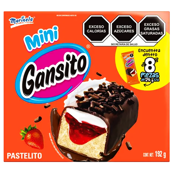 MARINELA MINI GANSITOS PASTELITOS 8 PIEZAS DE 24G C/U 192G